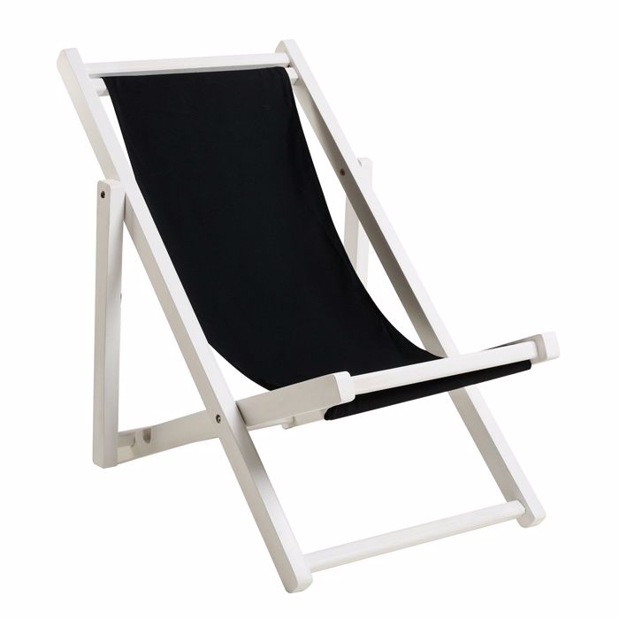 Varossi Luna Lefko me Mavro Pani 901-017 Sezlongg 62 x 87-94 x 78.5-88cm