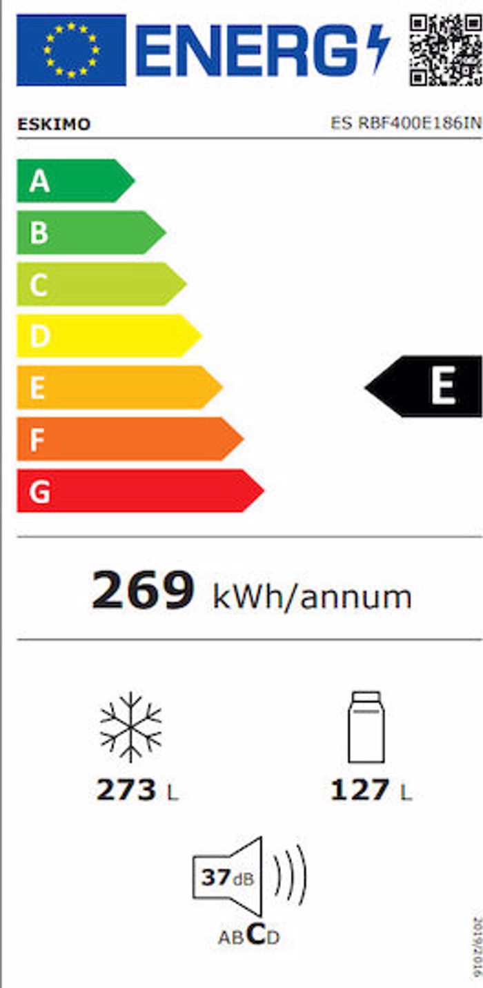 Eskimo Psugiokatapsuktis 400lt Total NoFrost u186xP60xB68ek. Inox ES RBF400E186IN
