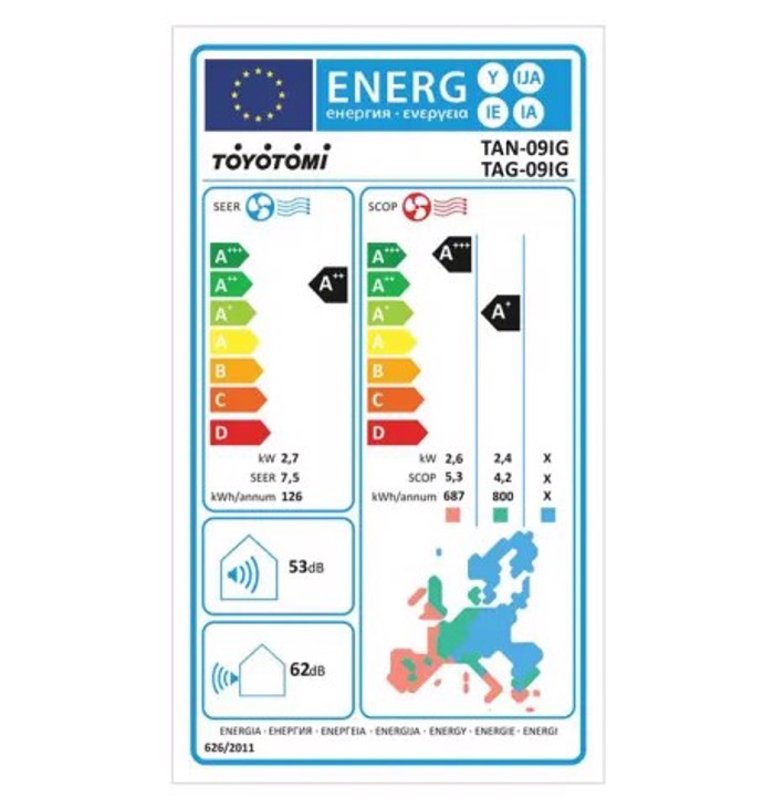 Toyotomi Ikigai Klimatistiko Inverter 9000 BTU A++/A+++ me WiFi kai Athorubi Leitourga