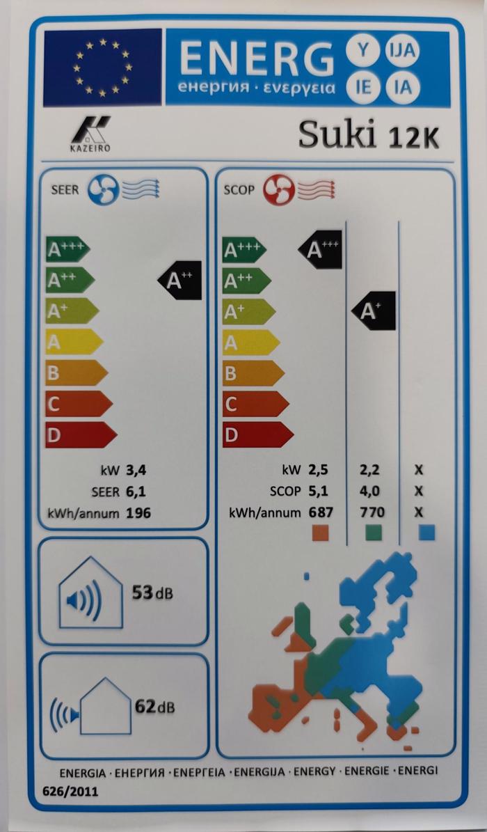 Juro-Pro Kazeiro Suki Klimatistiko Inverter 12000btu me WiFi A++/A+++ 