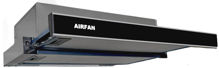 Aporrofitiras Suromenos AIRFAN PG 206 INOX/BLACK 60cm  2 MOTER 580m3/h