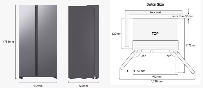 Samsung Psugio Ntoulapa 640lt Total NoFrost u178.4xP91.2xB72.6ek. Inox RS70F64KETEF