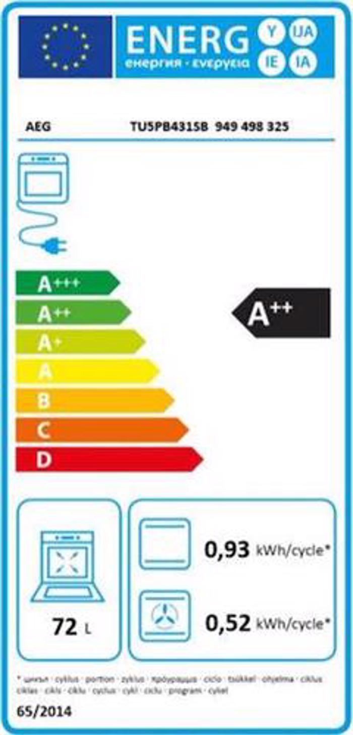 AEG TU5PB431SB 5000 SurroundCook Fournos ano Paggou 72lt Mavros & Doro Bathu Tapsi XL