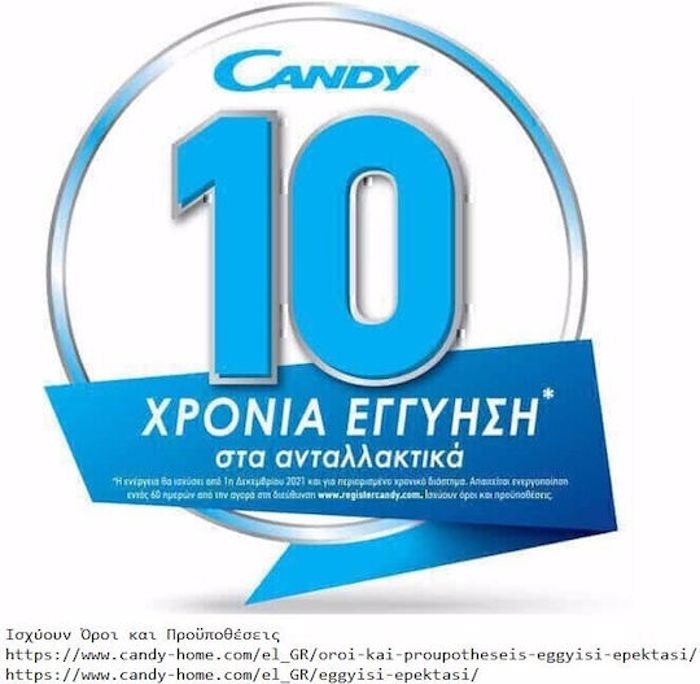 Candy ProWash 500 Pluntirio Rouxon Ano Fortosis 8.5kg me Texnologa Atmou 1200 Strofon AI Weight Sense TCAS2854TM4-S