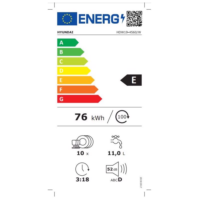 Hyundai HDW19-4560/W (Pluntirio Piaton Elefthero 45cm) -SE 12 ATOKES DOSEIS