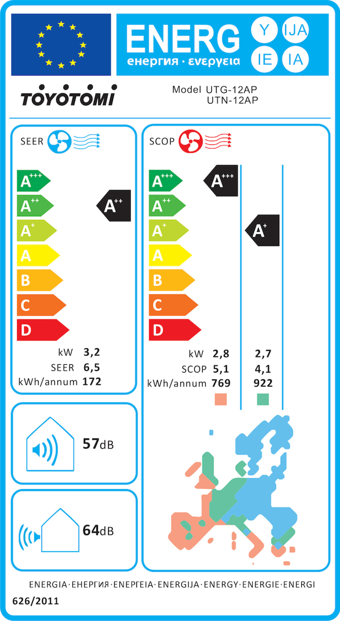 Toyotomi Umi Eco UTN/UTG-12AP (AC Inverter 12000 BTU me Ionisti & WiFi)