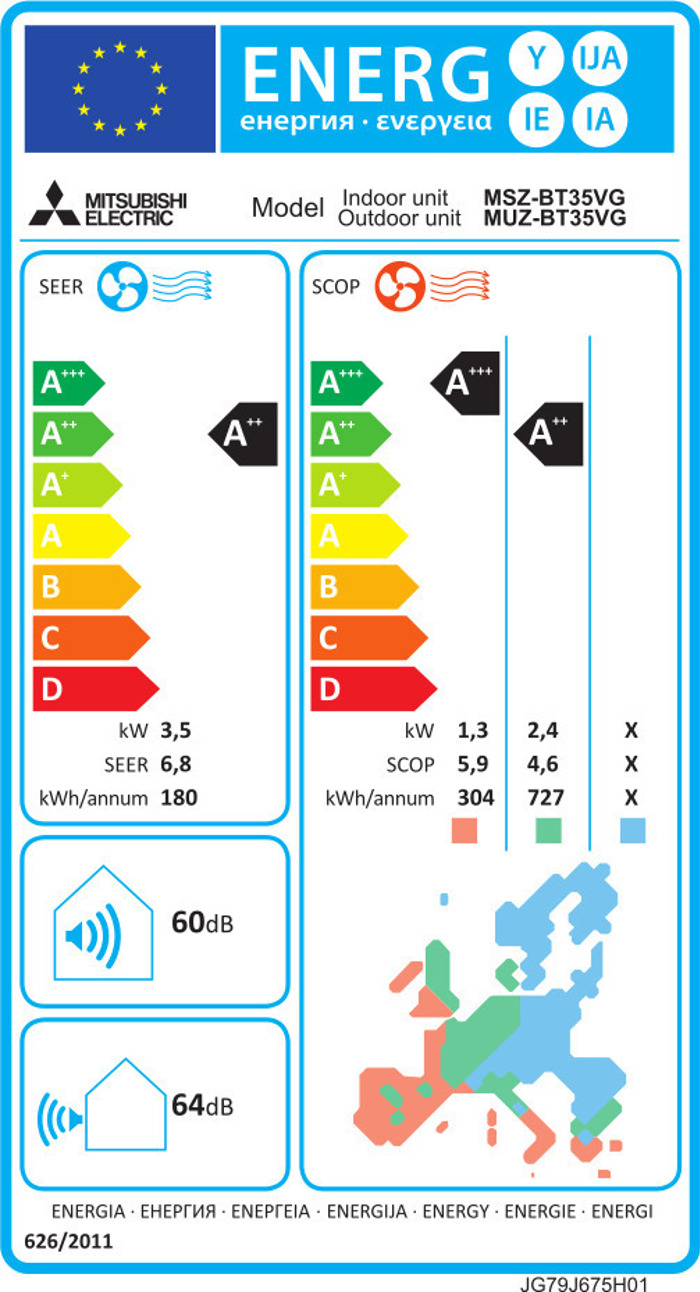 Mitsubishi MSZ/MUZ-BT35VGK (AC Inverter 12000 BTU me WiFi)