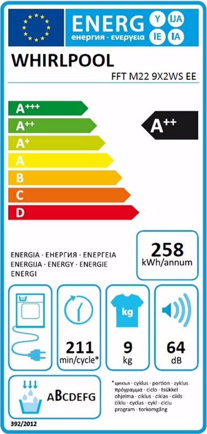 Whirlpool FFT M22 9X2WS EE (Stegotirio Rouxon A++ 9kg)