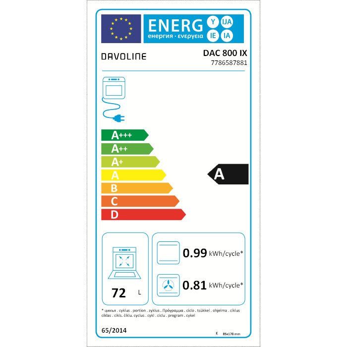 Davoline DAC 800 IX Kouzina 72lt me Keramikes Esties 4 Zonon