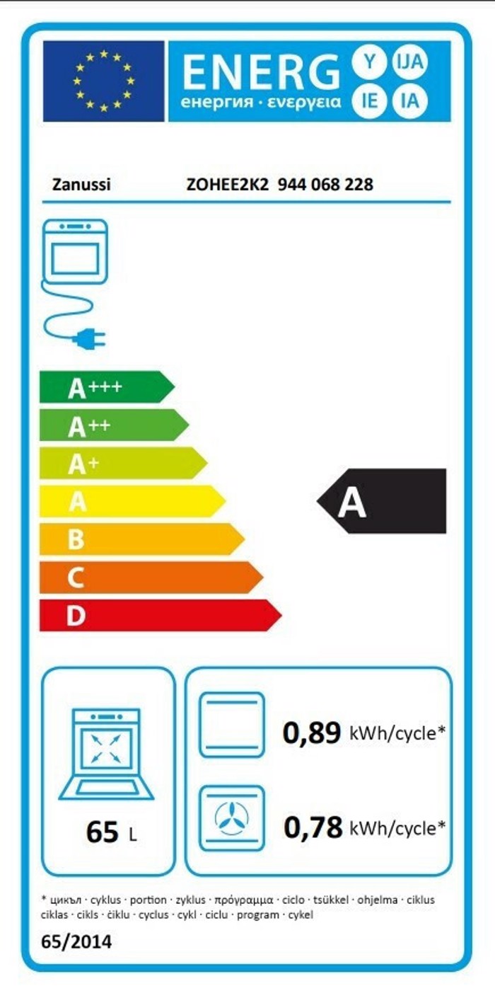 Zanussi ZOHEE2K2 Entoixizomenos Fournos 65lt