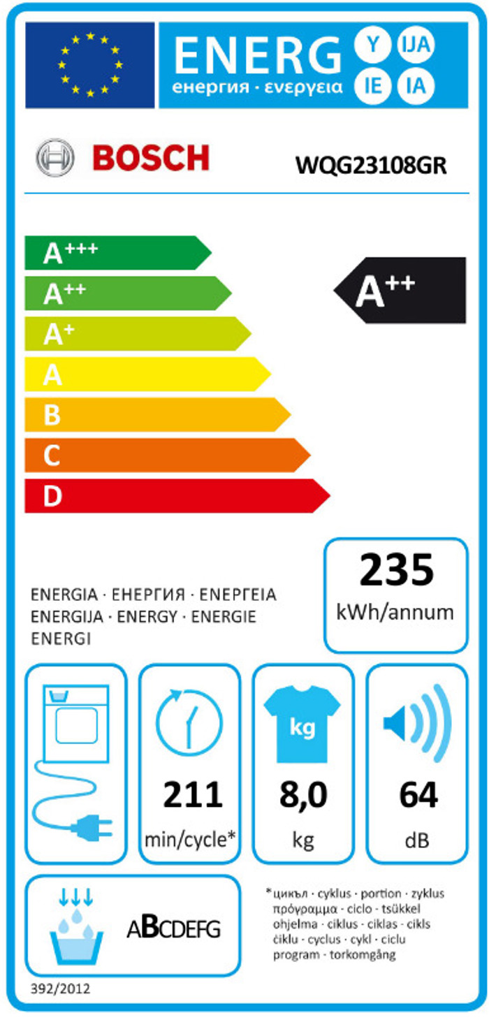 Bosch WQG23108GR (Stegotirio Rouxon A++ 8kg)