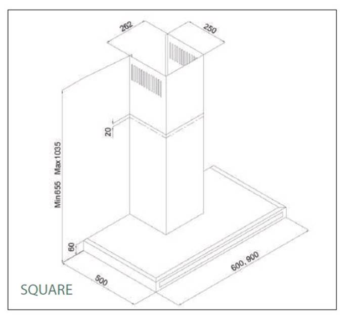 Davoline Square 090 BL (Aporrofitiras Kaminada Toixou 90cm)