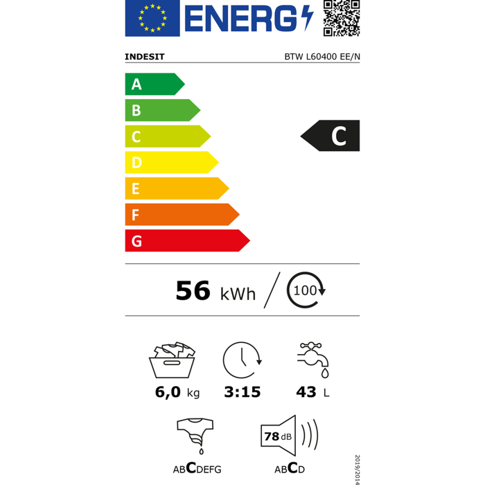 Indesit BTW L60400 EE/N (Pluntirio Rouxon 6kg 1000 Strofon)