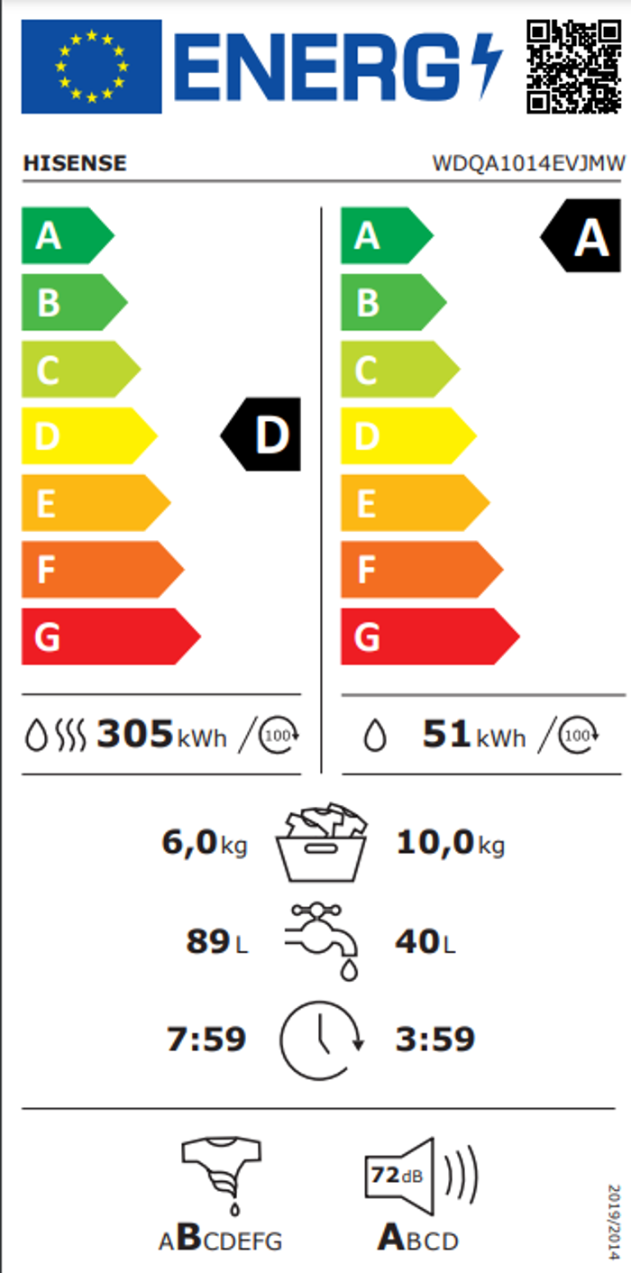 Hisense WFQA1014EVJMW (Pluntirio-Stegotirio Rouxon 10kg/6kg 1400 Strofes me Atmo) - 5 ETIS EGuISI