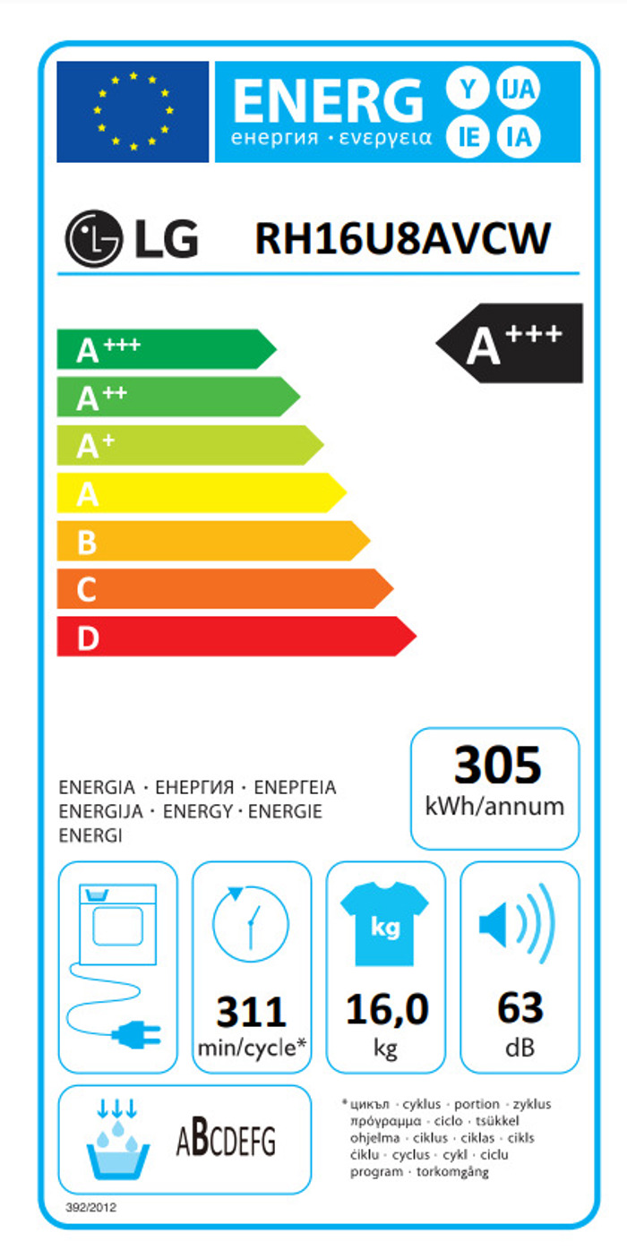 LG RH16U8AVCW (Stegotirio Rouxon A+++ 16kg me WiFi)