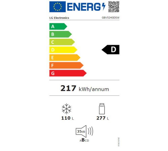 LG GBV5240DSW (Psugiokatapsuktis NoFrost 203x59.5x68.2cm)