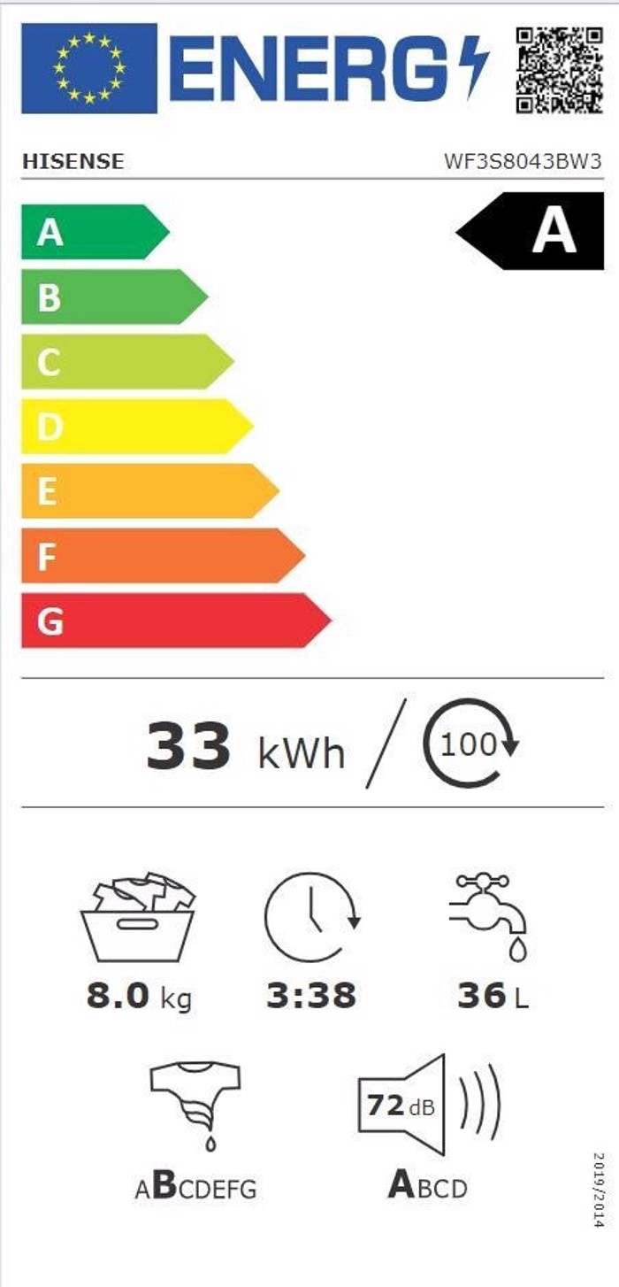 Hisense WF3S8043BW3  Pluntirio Rouxon 8kg 1400 Strofon 5 ETIS EGuISI