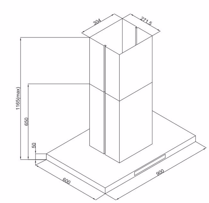 Davoline SQUARE ISLAND BLACK 090 Aporrofitiras Nisida 90cm