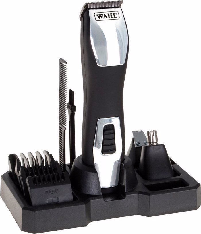 Wahl Groomsman Pro 9855-1016 (Epangelmatiko Epanafortizomeno Trimmer me 4 Kefales)