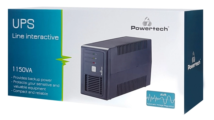 Powertech PT-1150LI (UPS Line Interactive 1150VA 690W 2 Schuko Prizes)