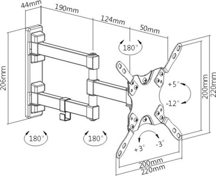 Brateck LDA21-223 (Basi Tileorasis Toixou me Braxiona 13-42" kai 20kg)