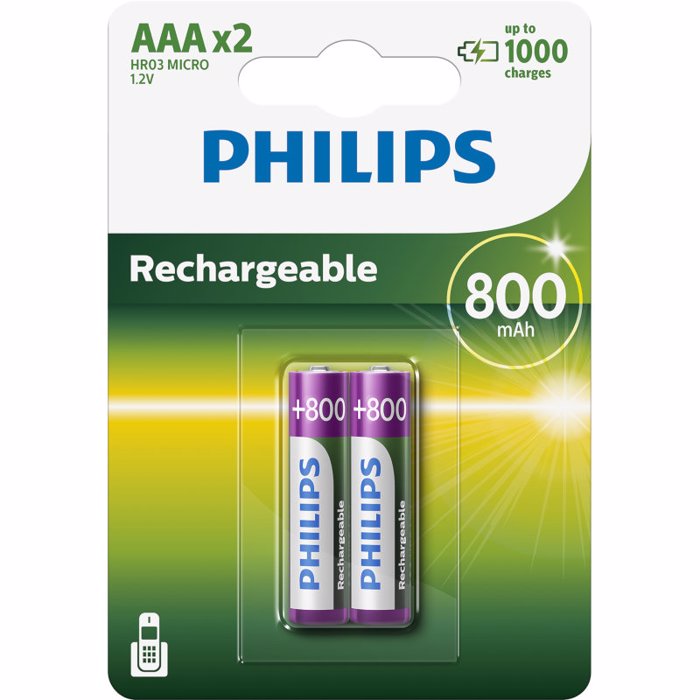 Philips R03B2A80/GRS (Epanafortizomenes Bataries AAA Ni-MH 800mAh 1.2V 2tmx)